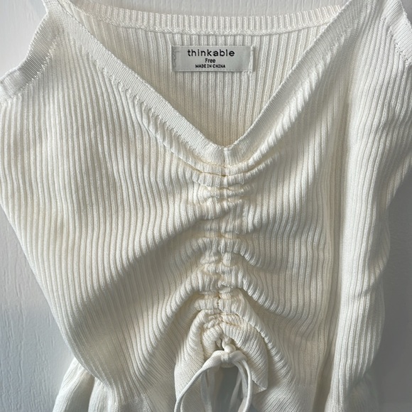 Think! White Ruched Ribbed Camisole - Picture 2 of 4